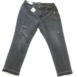 ANA Jeans Womens 16W Grey High Rise Straight Distressed New Approach 36x25 1/2